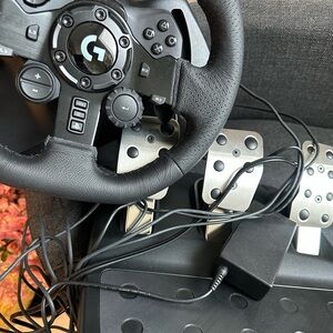 Logitech Black and Silver Racing Wheel with Pedals for ps5/ gaming